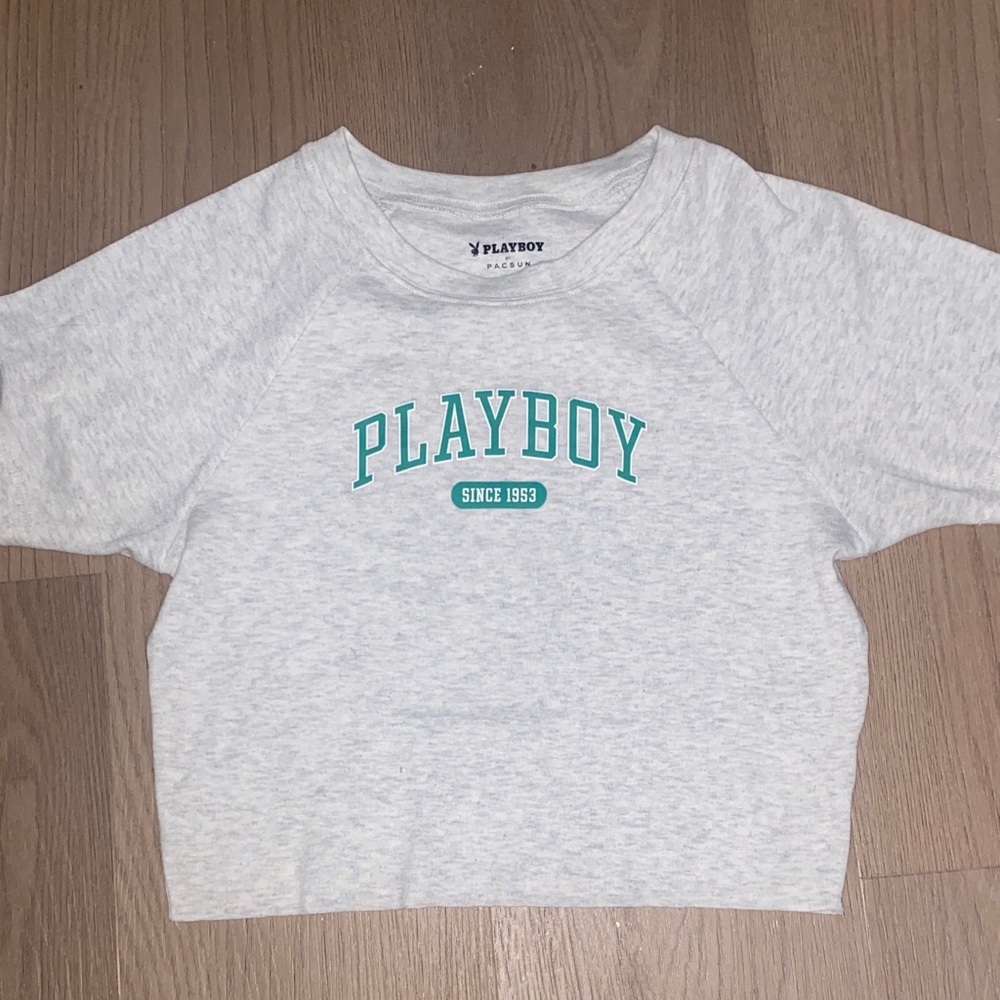 PLAYBOY Kids Light Gray Tee with Green Logo